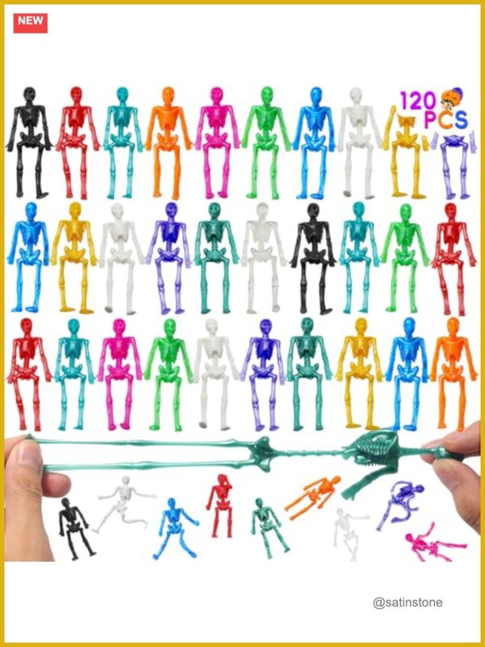 120 Pcs Halloween Stretchy Skeleton Squishy Toys Party Favors Sensory